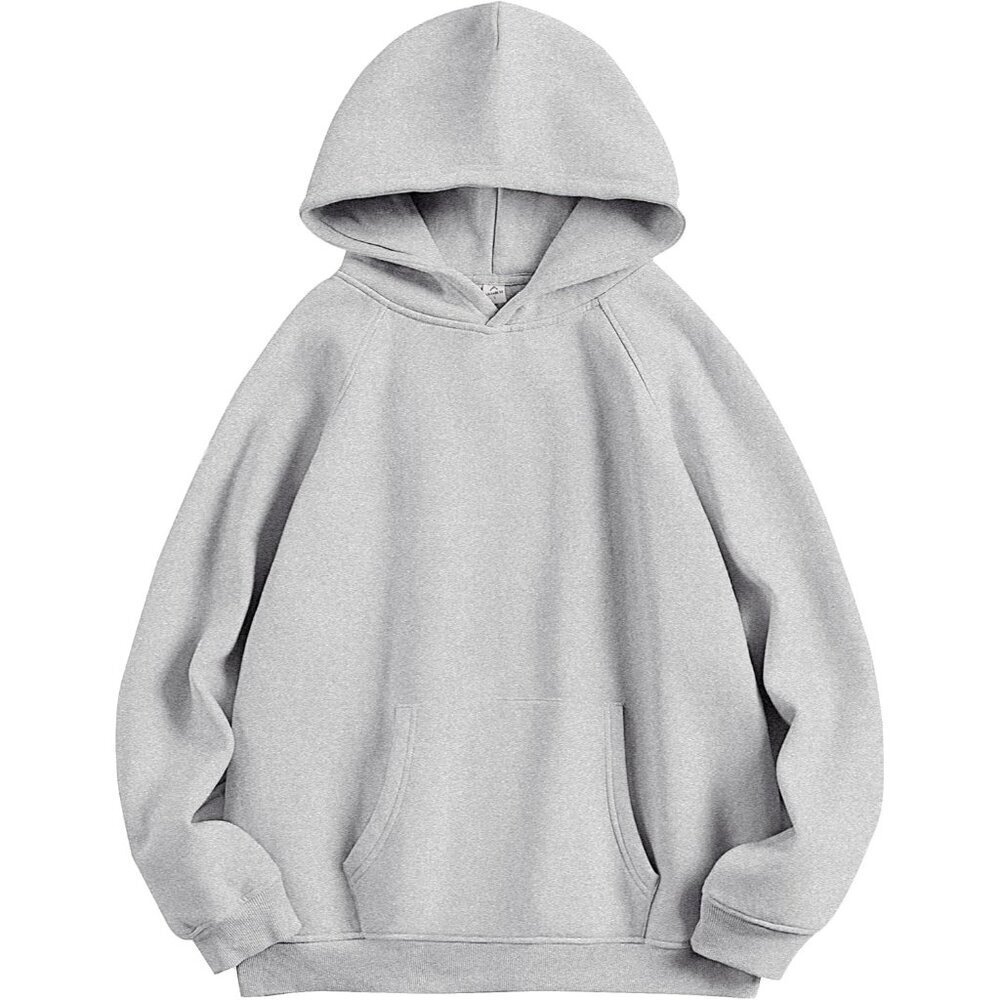 Women Light Grey Hoodies Oversized Fleece Long Sleeve Comfy Casual Sweatshirts